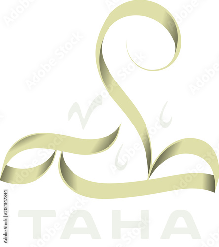 Taha Arabic Calligraphy PNG | Transparent Background Arabic Name Logo, Custom Typography Design, Islamic Calligraphy Art