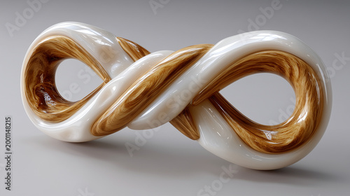 Elegant Infinity Symbol Sculpture with White and Gold Detailing
