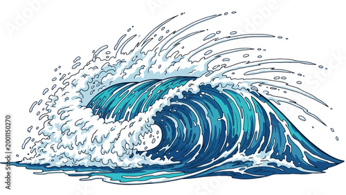 Dynamic Ocean Wave Crashing with Splashes.