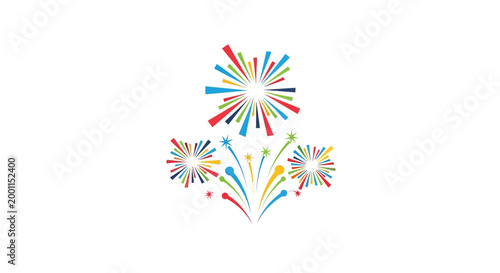 Colorful Fireworks Explosions in Air.