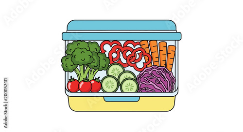 Colorful vegetables in plastic container.