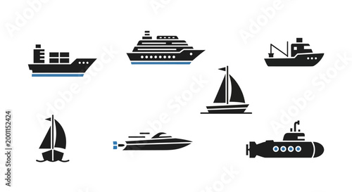 Collection of Various Watercraft and Ships.
