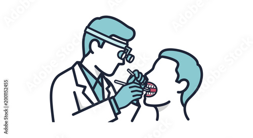 Dentist examining a patients mouth.