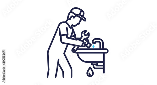 Man washing hands under faucet sink.