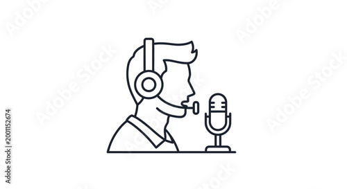 Man wearing headset with microphone.