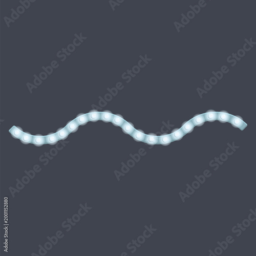 Glowing light blue wavy string of bulbs for decoration or festive ambiance  indoor lighting  modern design element