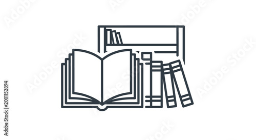 Stack of books with one open.