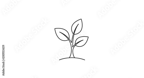 Line art of a seedling growing out of the ground.