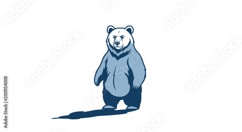 Blue bear mascot standing on white background