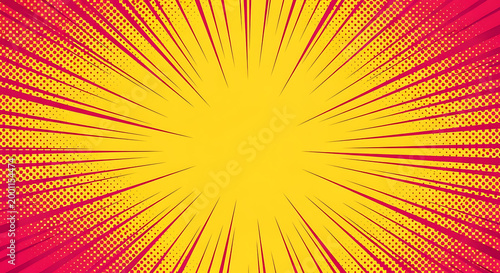 Abstract halftone sunburst background with radial lines in yellow and red pop art sunburst halftone background abstract starburst illustration wallpaper