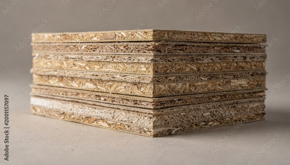 Fototapeta premium Medium shot of fiberrich recyclable multilayer stacks showcasing engineered layers designed for enhanced barrier properties and easy repulping in sustainable packaging.