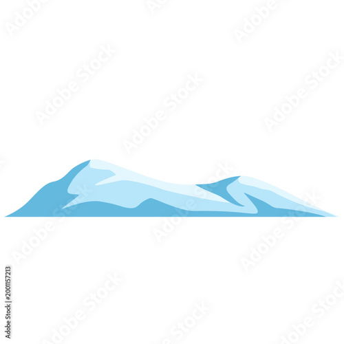Blue snowy mountain peak landscape, nature scenery element, vector illustration icon design graphic.