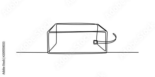 Single line drawing of a rectangular box with a handle, clean and minimalist style Vector, illustration