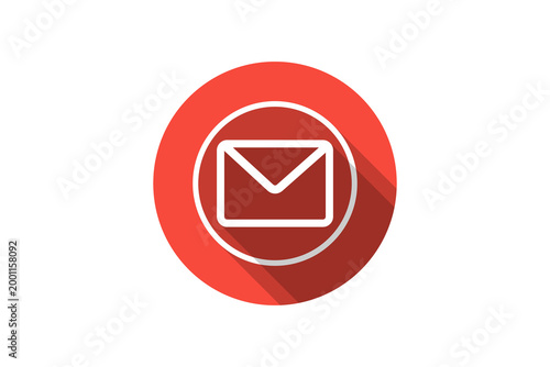 Free Download Red Email Envelope Icon In Circular Flat Design With Long Shadow Message Mail Communication - GFXLoad