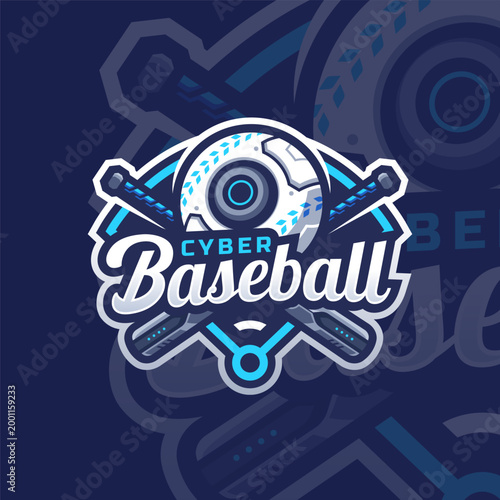 Futuristic Baseball logo design Premium Vector
