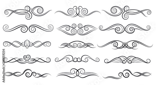Collection of Decorative Swirl Flourish Ornaments.