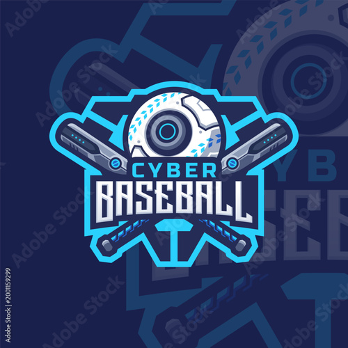 Futuristic Baseball logo design Premium Vector