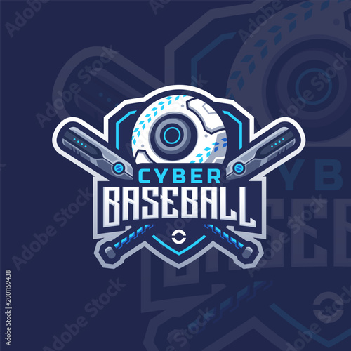 Futuristic Baseball logo design Premium Vector
