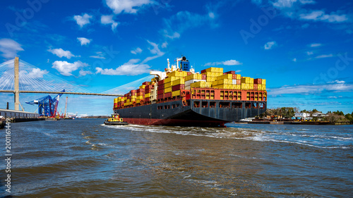 Container Ship on Savannah River