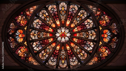 A photo of an intricate stained glass window.