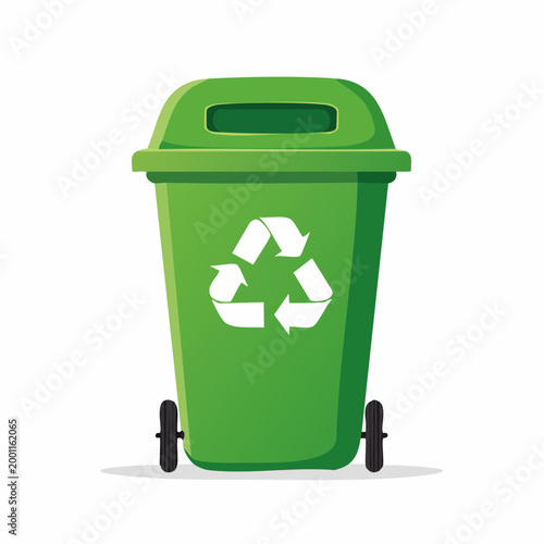 Green recycling bin with recycle symbol
