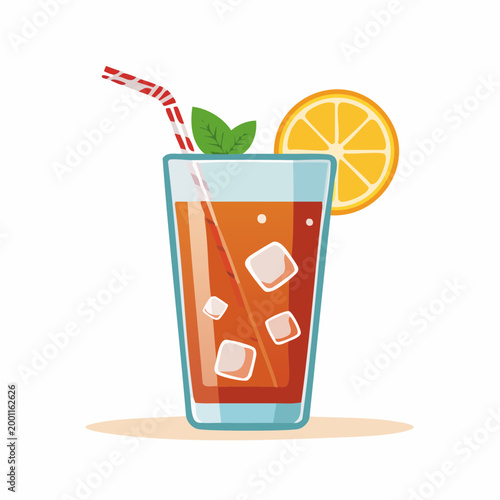 Refreshing Orange Juice with Ice and Mint