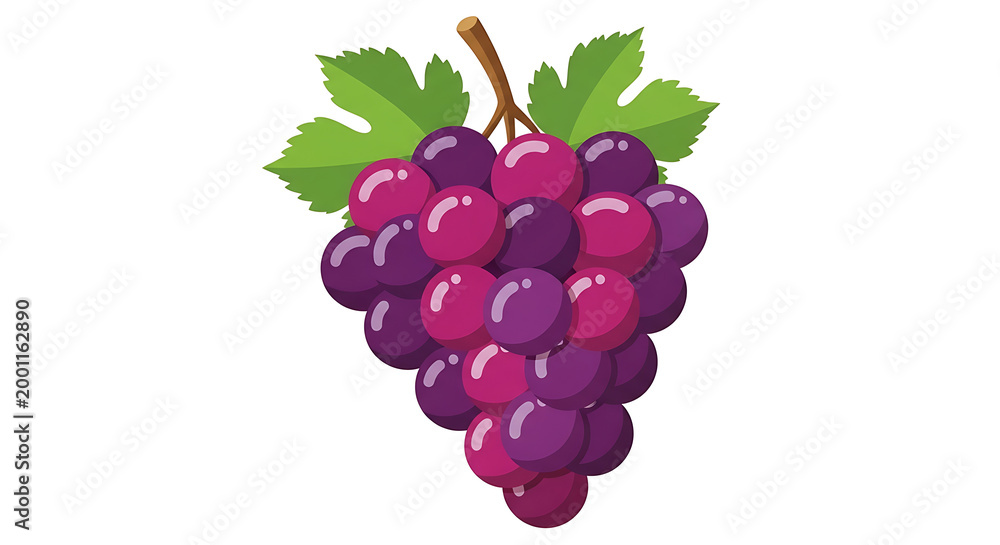 Fototapeta premium Bunch of ripe grapes with green leaves a delicious and healthy fruit.