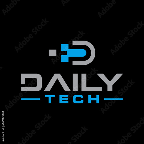 technology illustration logo with letter D