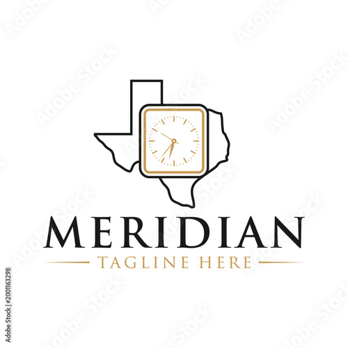 Texas clock outline illustration logo