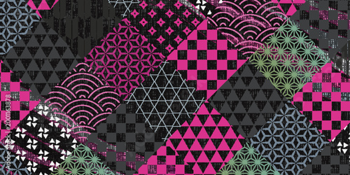 Geometric Japanese Traditional Pattern Abstract Art Wallpaper