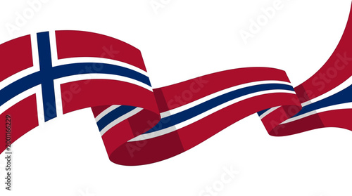 Waving norwegian flag illustration on white background patriotic symbol