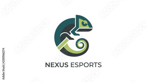 Abstract chameleon logo design on white background symbol of adaptation