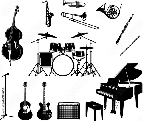 ジャズで使う楽器のアイコンセット