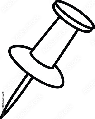 Black and White Drawing of a Pushpin thumbtack stationery