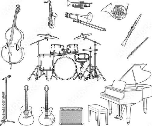 ジャズで使う楽器のアイコンセット