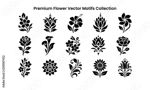 Premium Flower Vector Motifs Collection. Abstract Vector.