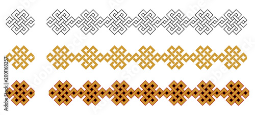 Celtic Sailor Knot Frame Border Seamless Pattern Vector Illustration Set