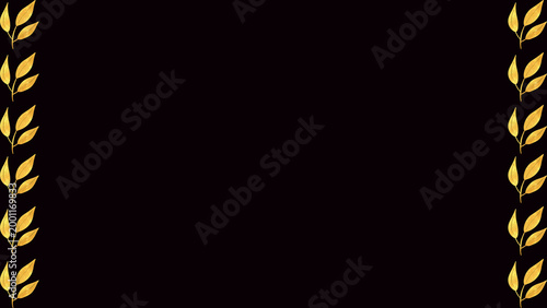 Elegant Golden Leaf Border on a Black Background for Festive and Decorative Designs