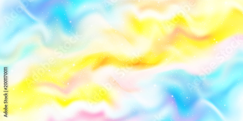 Unicorn magical bokeh background with pastel rainbow gradient and sparkling stars for fantasy design. Soft pink, purple and blue colors with glowing light effects. Dreamy fairy tale atmosphere.