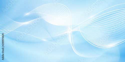 Soft blue abstract wave lines technology background, minimal clean gradient design for corporate banner, website and presentation