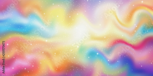 Unicorn magical bokeh background with pastel rainbow gradient and sparkling stars for fantasy design. Soft pink, purple and blue colors with glowing light effects. Dreamy fairy tale atmosphere.