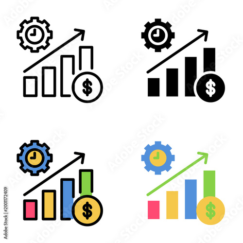 Efficiency management icon collection of various styles for design branding, print and digital media