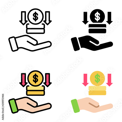 Low income icon collection of various styles for design branding, print and digital media