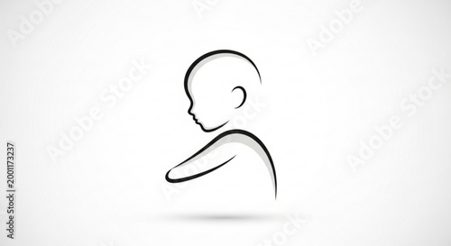 Minimalist line art profile of a baby head showing delicate strokes
