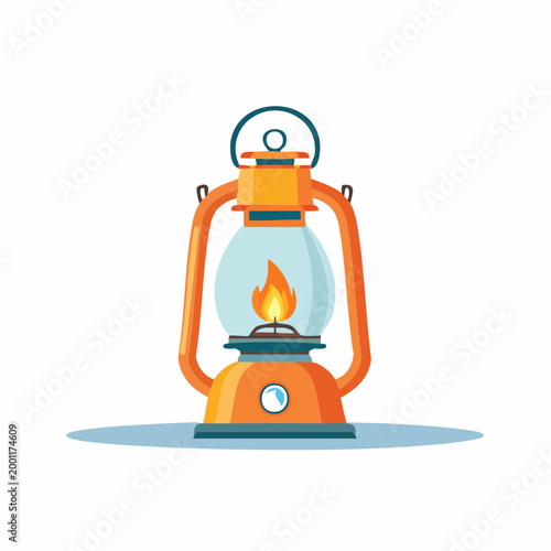 キャンプ用ランタンのシンプルでフラットなベクターイラスト
