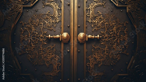 A photo of delicate filigree work on a door