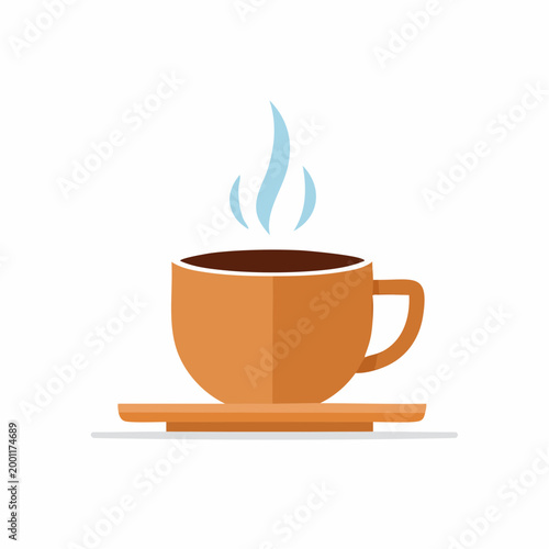 湯気の立つコーヒーカップのシンプルなベクターイラスト