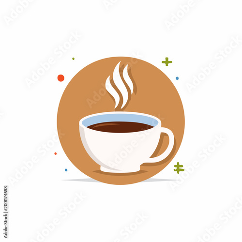 湯気の立つコーヒーカップのシンプルなベクターイラスト
