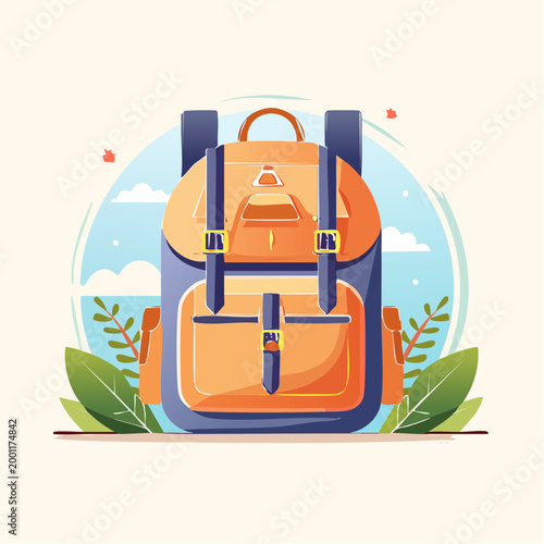 ハイキング用バックパックのシンプルなベクターイラスト