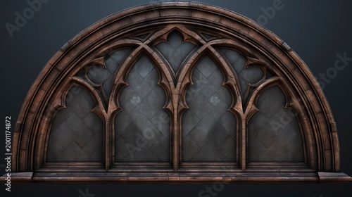 A photo of detailed gothic window frame.